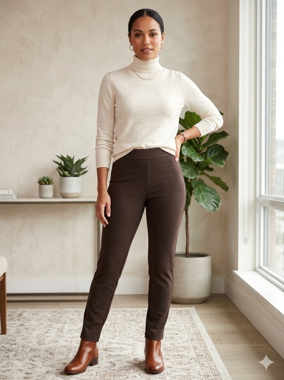 Michael Kors Pull-On Slack Leggings Pants Stretch Knit Ankle Pants Size M